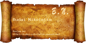 Budai Nikoletta névjegykártya